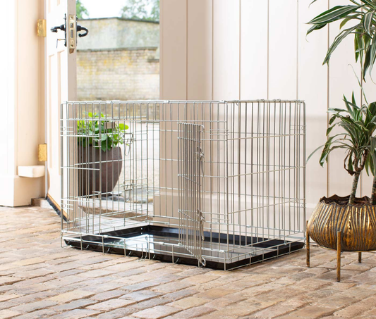Heavy Duty Deluxe Dog Crate in Silver